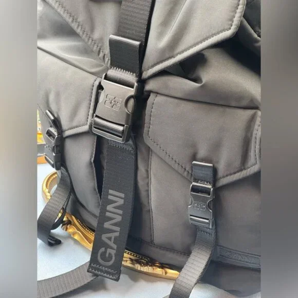 🆕 GANNI 🧿 NWOT Black Recycled Tech Backpack - Picture 7 of 12